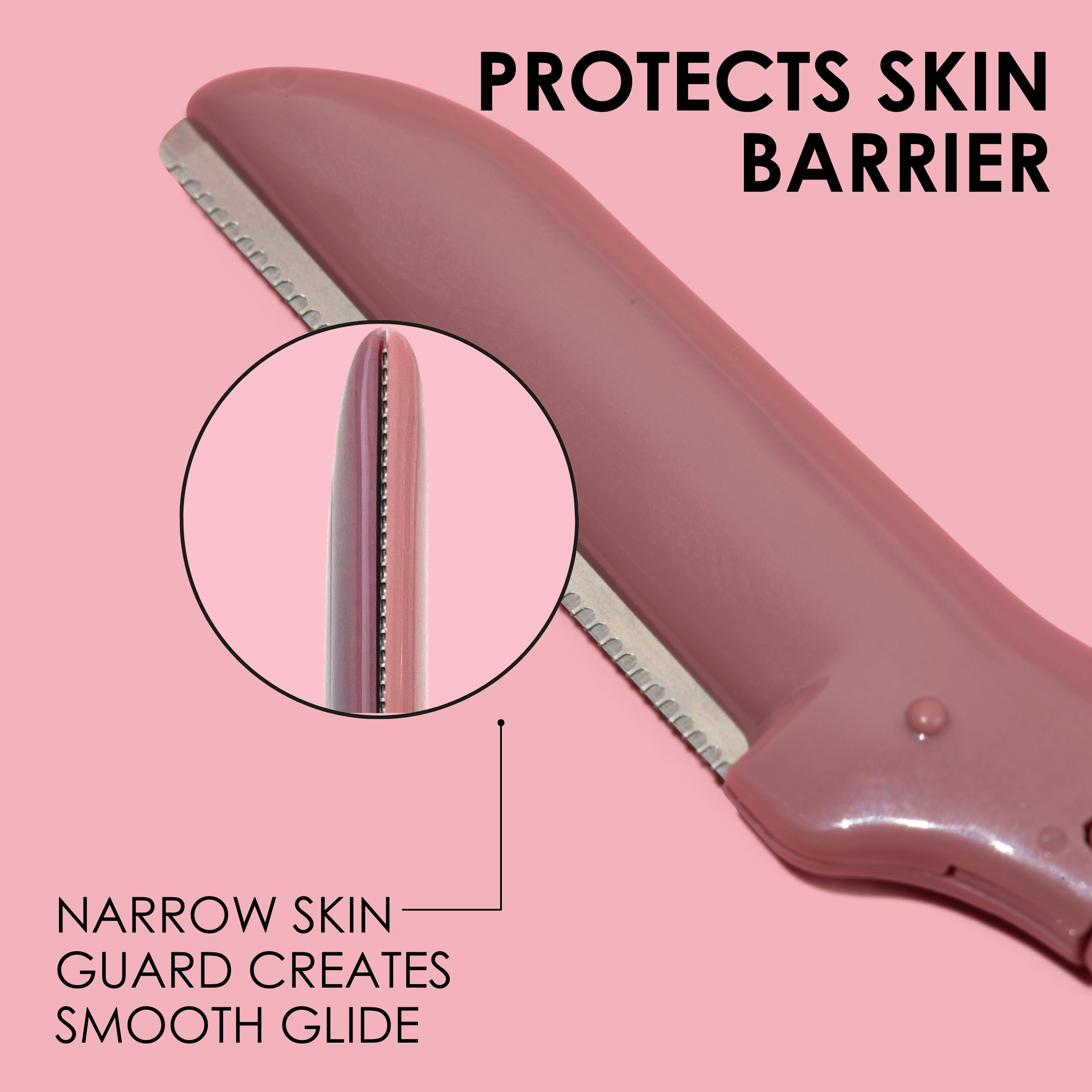 JAPONESQUE dermaplaner exfoliates and removes dead skin to create a smoother surface.