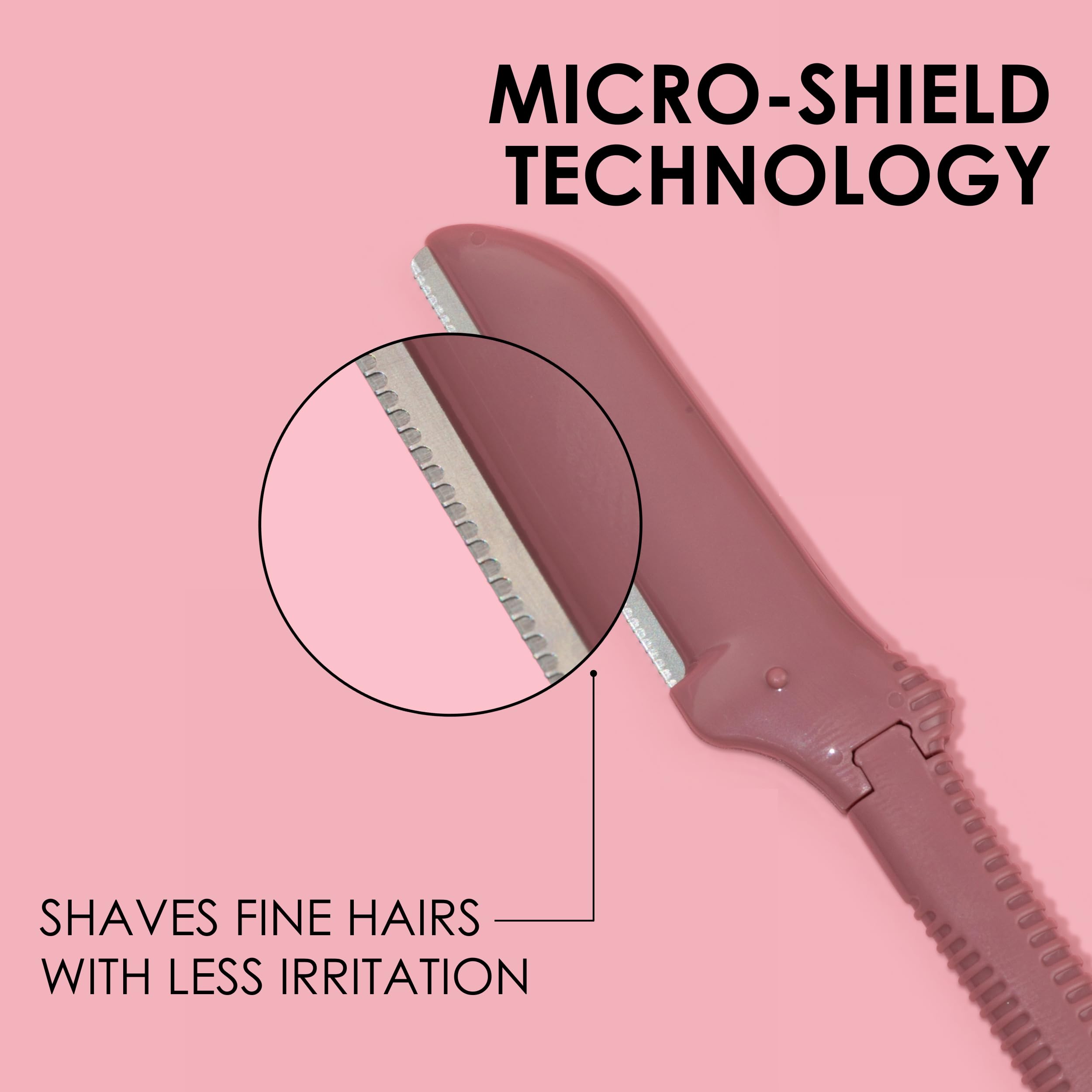 JAPONESQUE dermaplaner used on brows, chin, and lips for precise shaping.
