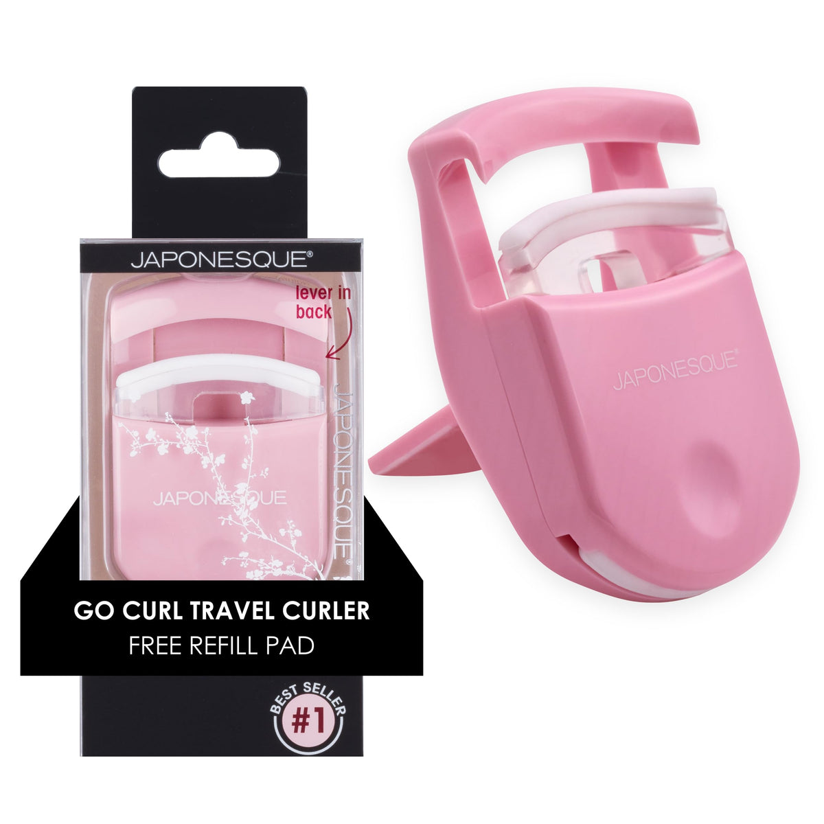 Rizador de JAPONESQUE viaje rosa, tamaño compacto para bolso
