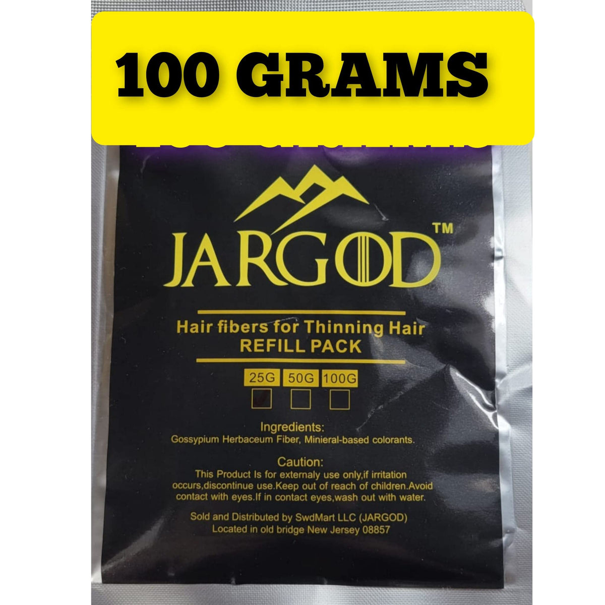 Fibras capilares JARGOD color marrón oscuro, recarga para mayor densidad natural.