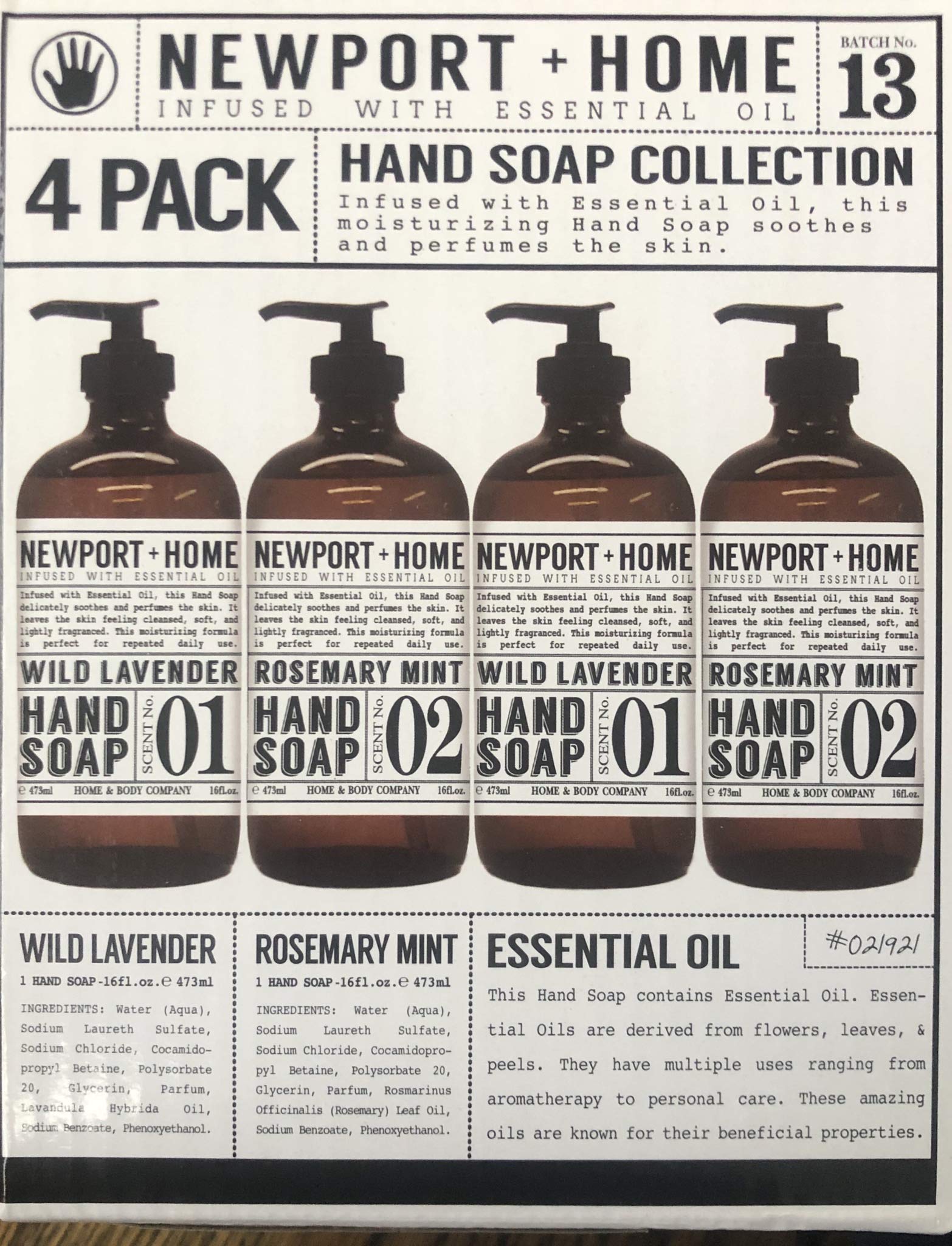 JAROFUREL Newport – bouteille-verre-pompe, douceur hydratante pour les mains.