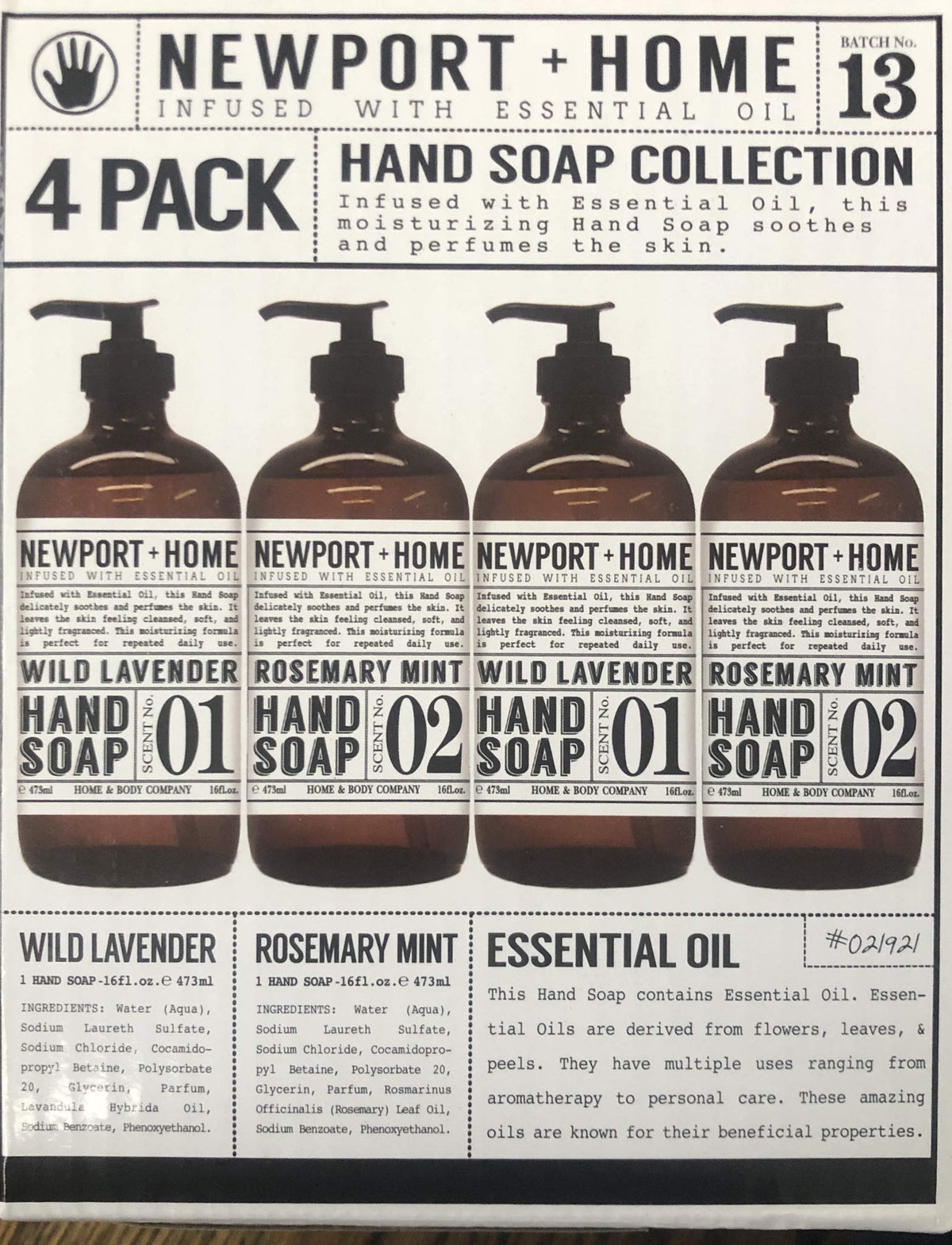 JAROFUREL Newport – bouteille-verre-pompe, douceur hydratante pour les mains.