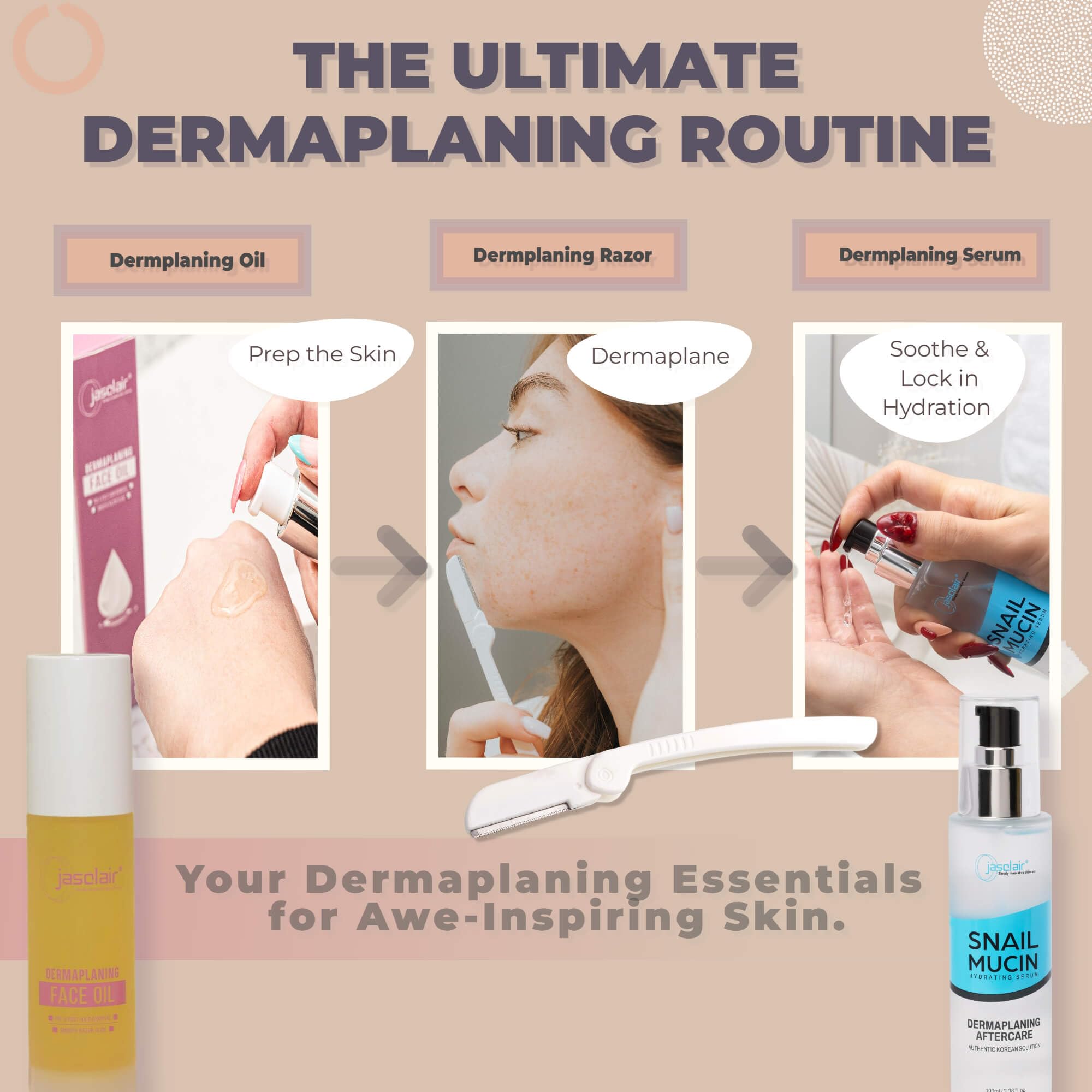 Jasclair Navaja Dermaplaning: diseño plegable para protección y viaje cómodo.