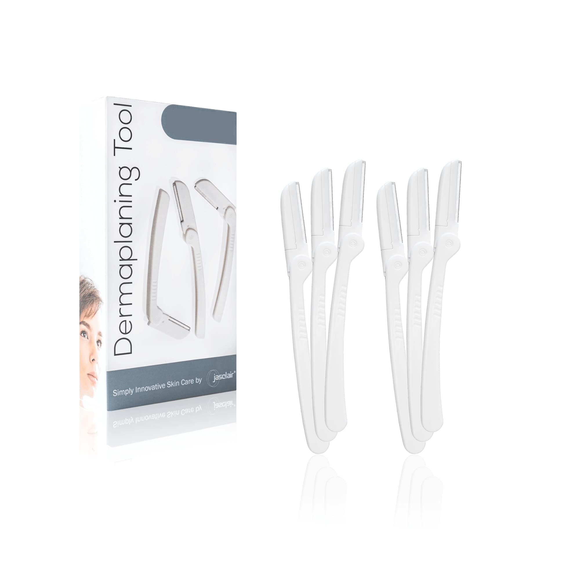 Jasclair Navaja Dermaplaning: vello facial fino para piel suave lista para maquillaje.