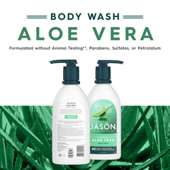 JASON Aloe Vera Gel de Ducha, aplicación en espuma suave para piel hidratada.