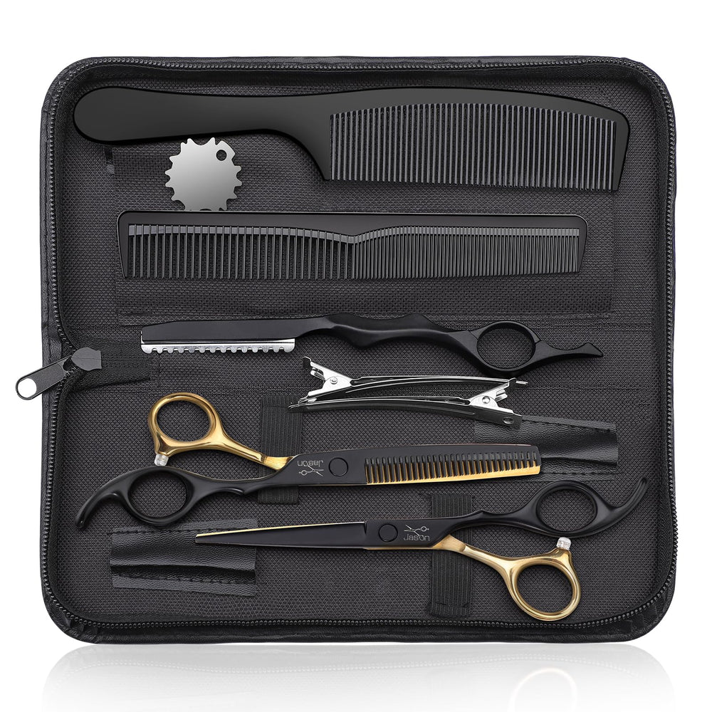 Tijeras JASON set profesional de 10 piezas para cortes precisos en casa.