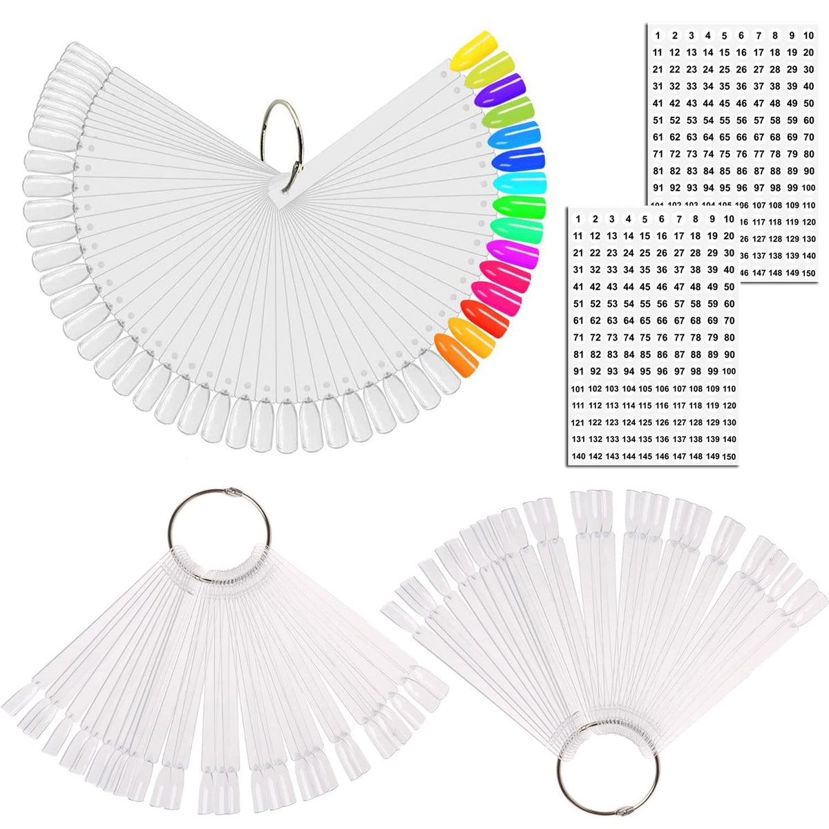 Muestras JASSINS con abanico claro para exhibir colores de uñas de forma ordenada.