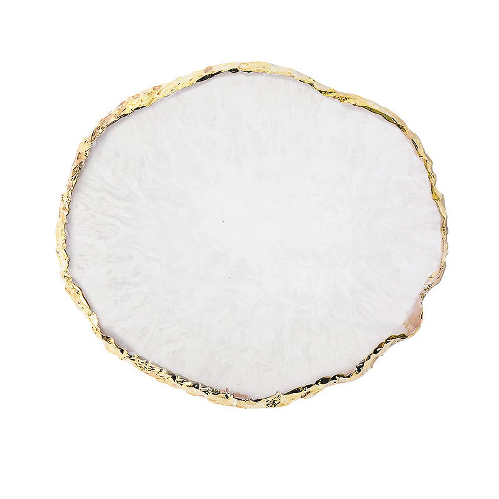 JASSINS Paleta de resina blanca con borde dorado para mezclar colores de uñas con precisión.