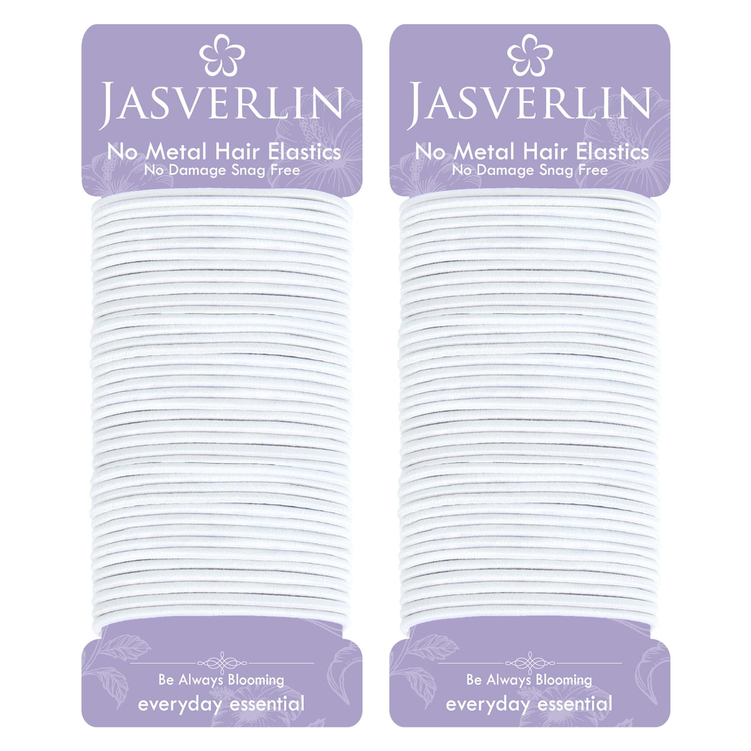 Elásticos Jasverlin 2 mm blancos para cabello fino, sin tirones
