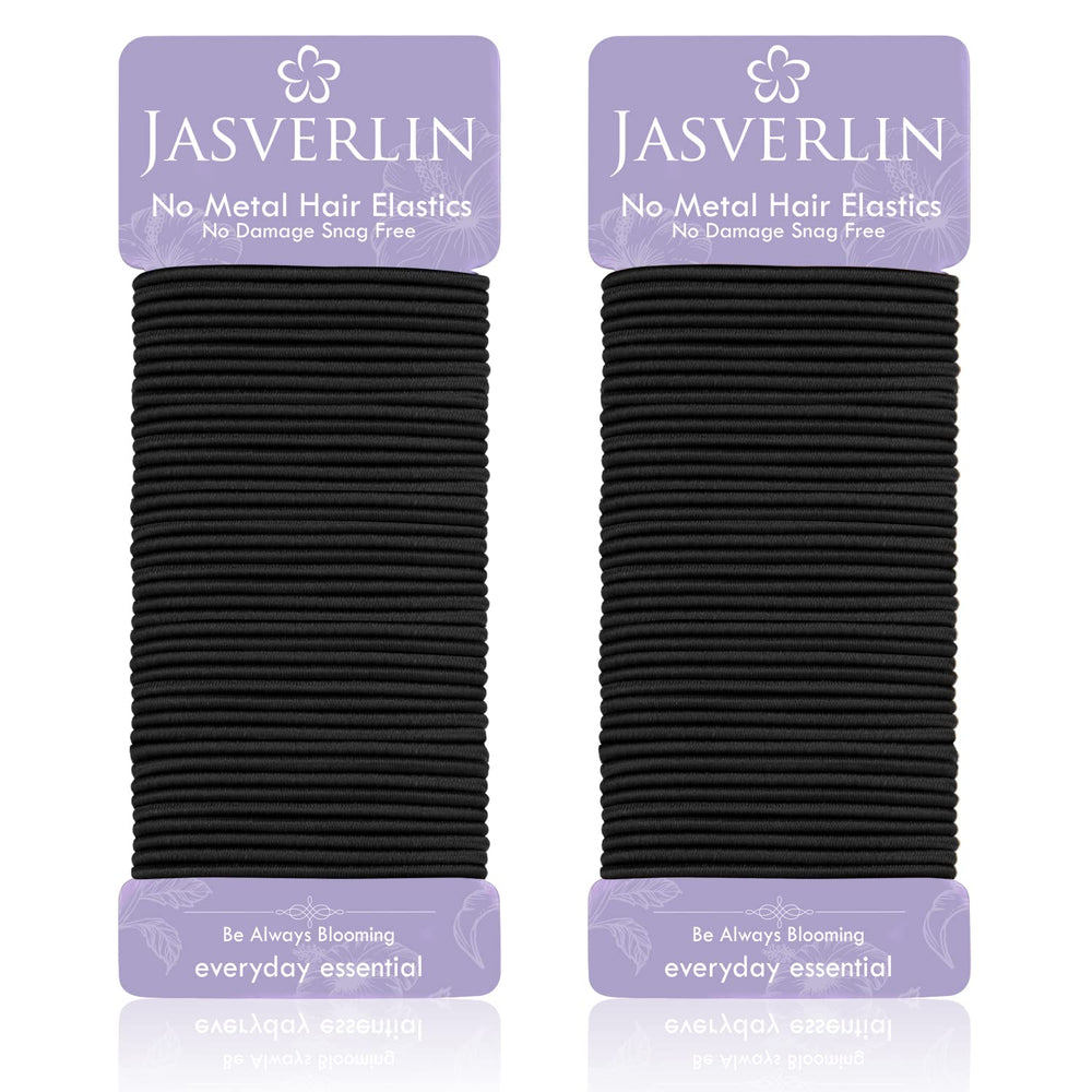 Elástico Jasverlin negro ultra-delgado para cabello fino con sujeción suave
