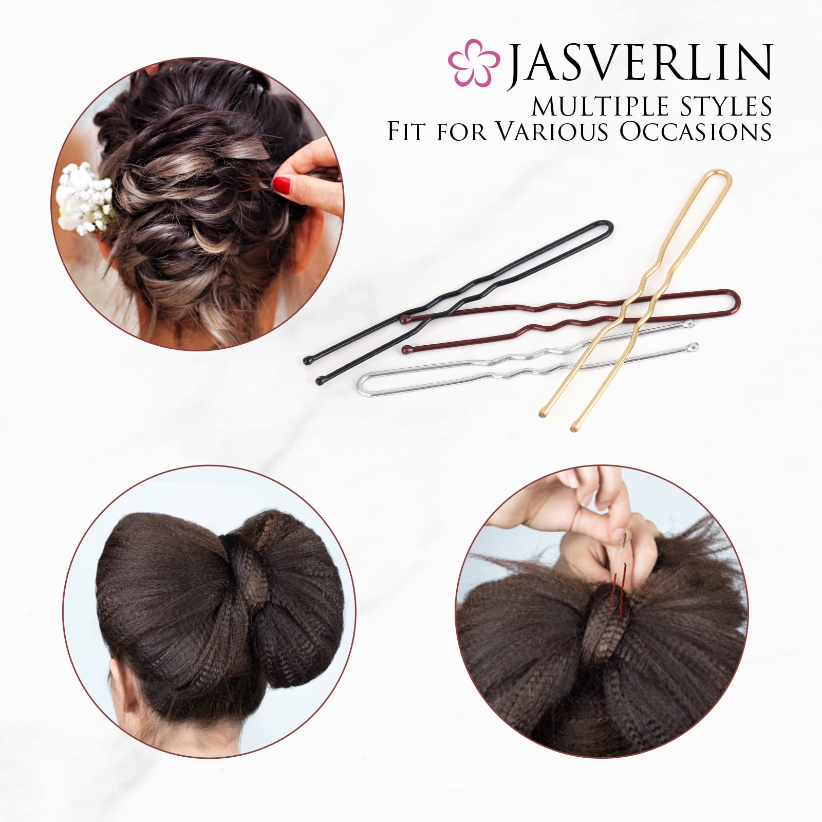 JASVERLIN pasadores en U para moño chignon, sujeción fiable.