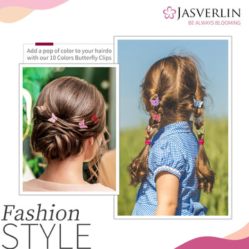 Pinza mariposa brillo mini JASVERLIN, colores variados para estilos versátiles.