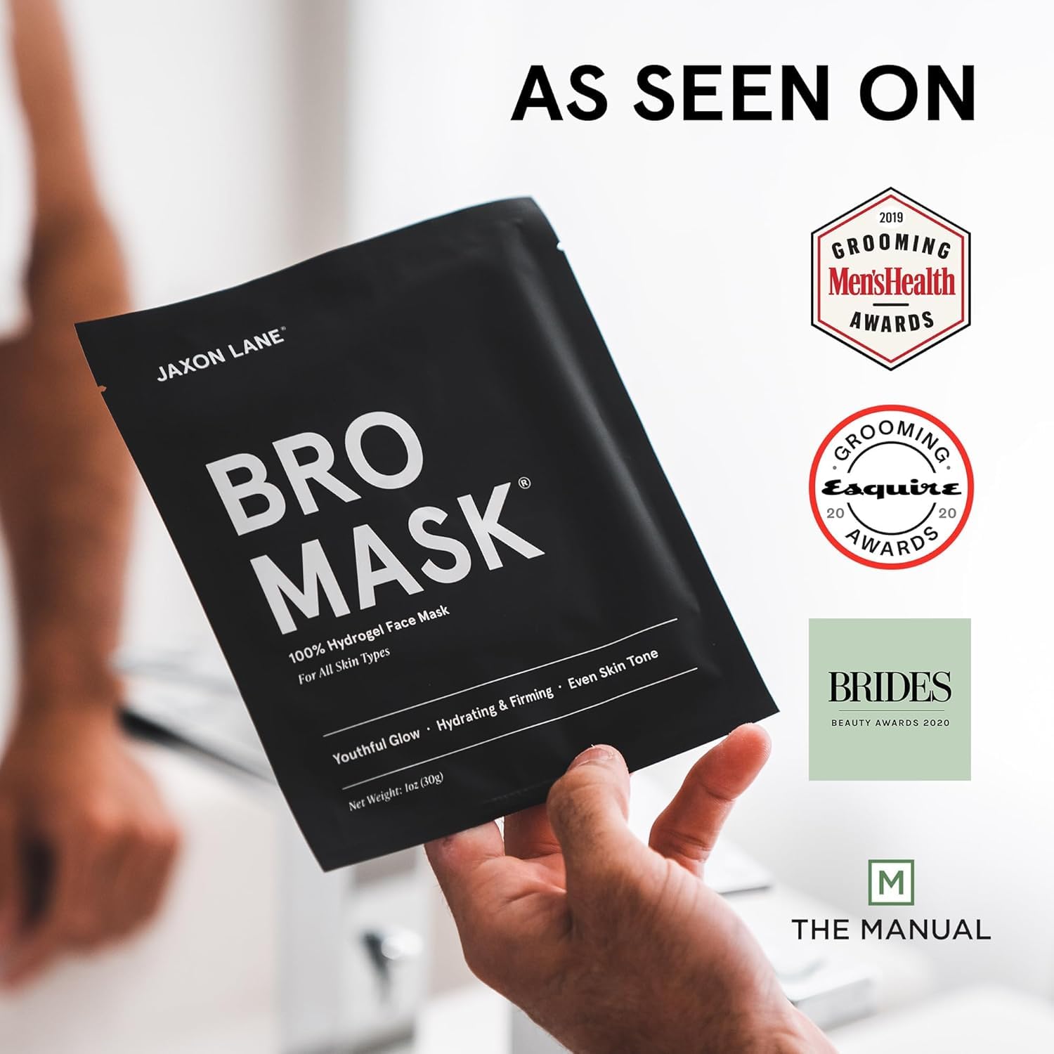La cobertura de barba de JAXON LANE BRO MASK funciona con vello facial para una aplicación limpia.