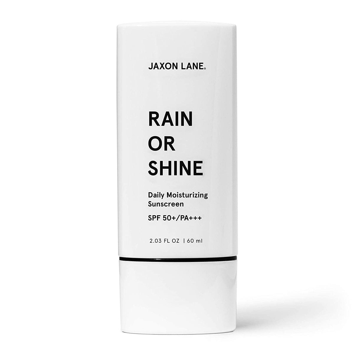 Rain or Shine de Jaxon Lane, bote SPF50 para protección diaria del rostro.