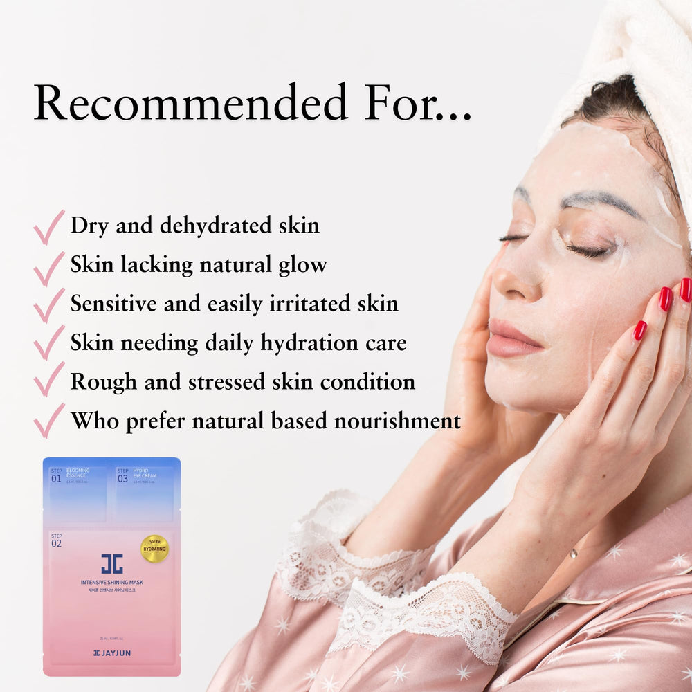 JAYJUN peau lumineuse après masque, effet revitalisant et doux.