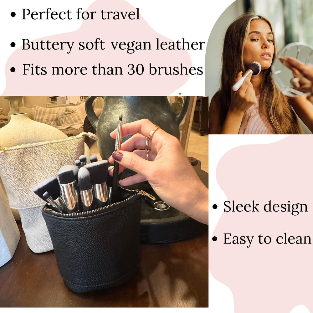 JAZD bolsa pinceles con espacio amplio para varios artículos de belleza.