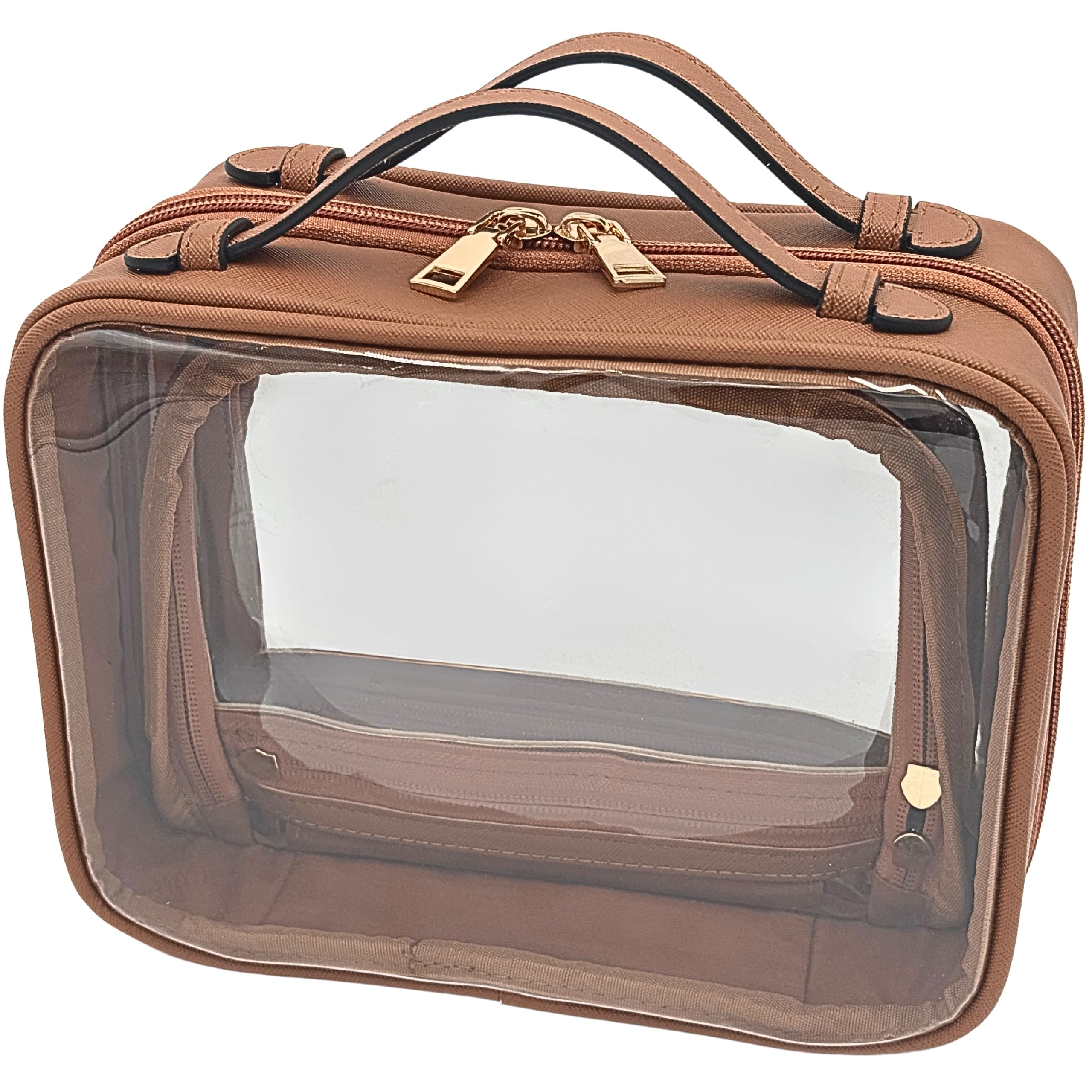 JAZD bolsa de maquillaje transparente, diseño claro para ver y acceder a cosméticos de inmediato.