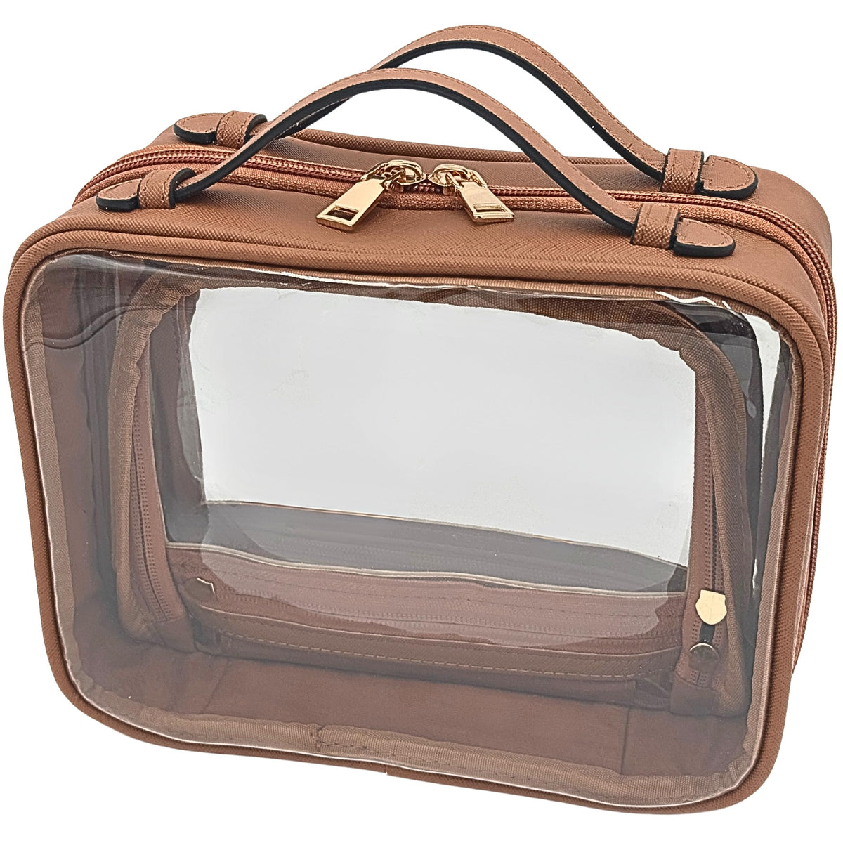 JAZD bolsa de maquillaje transparente, diseño claro para ver y acceder a cosméticos de inmediato.