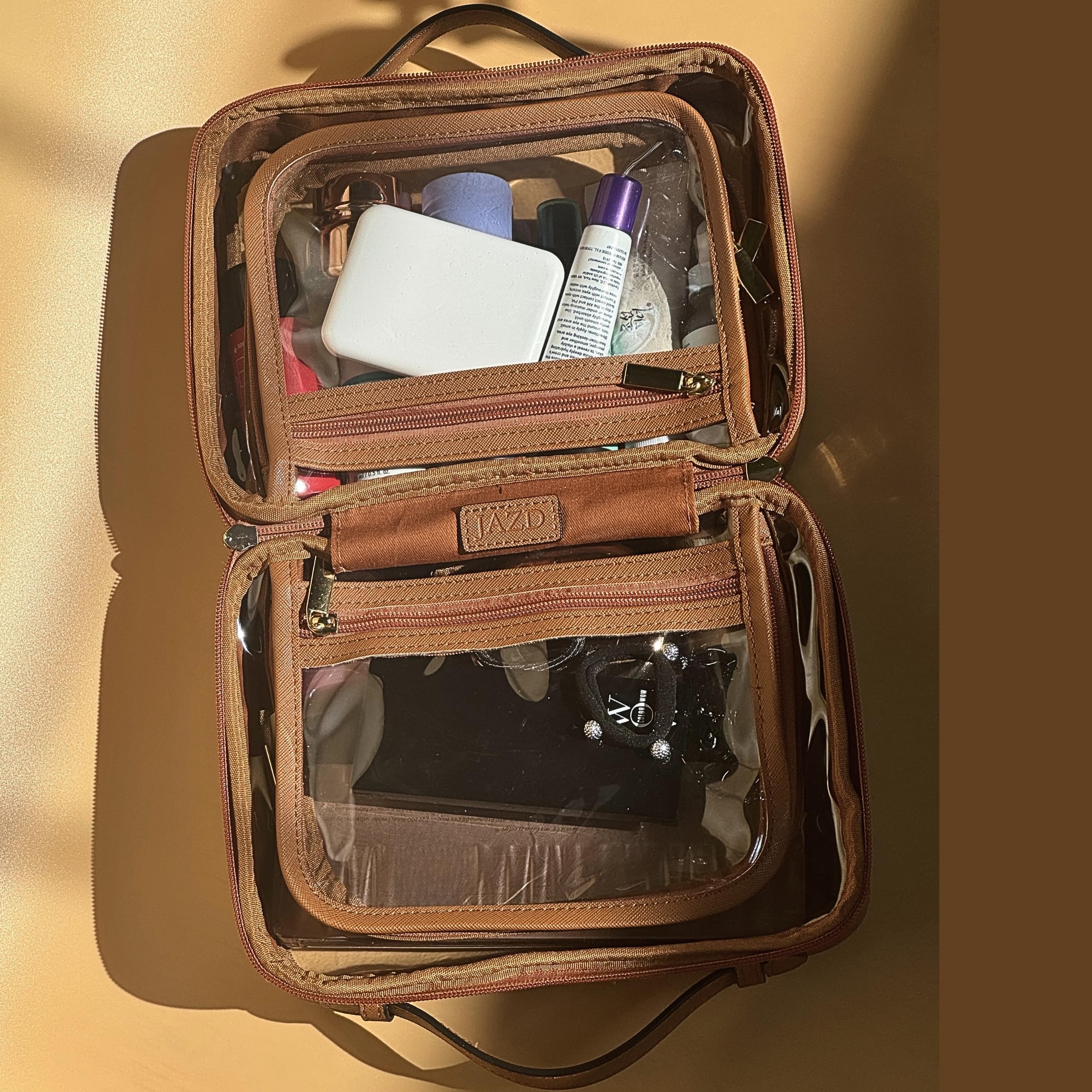 JAZD bolsa de viaje transparente de tamaño compacto para llenar con lo esencial.