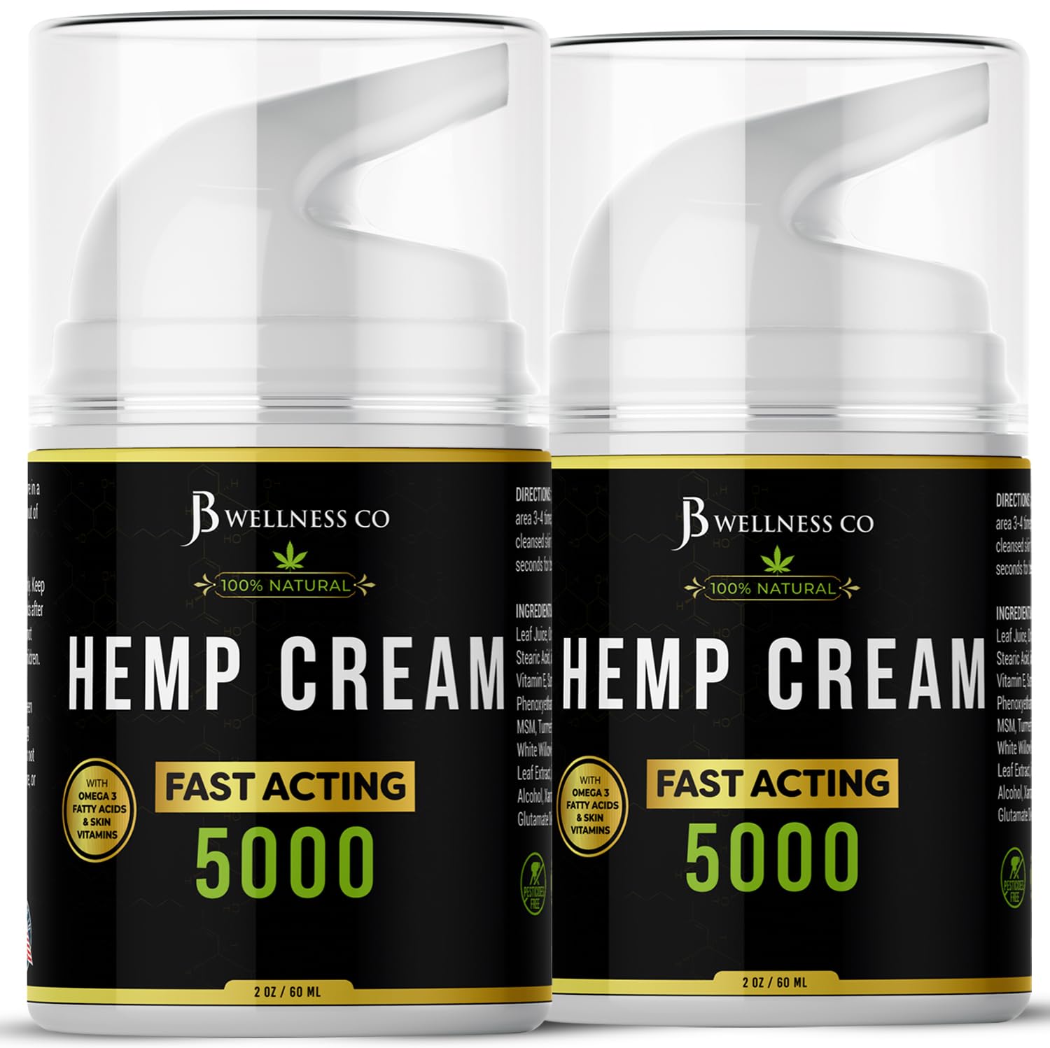 JB Wellness Co: crema de cáñamo, bote visible, alivio suave y no grasa.