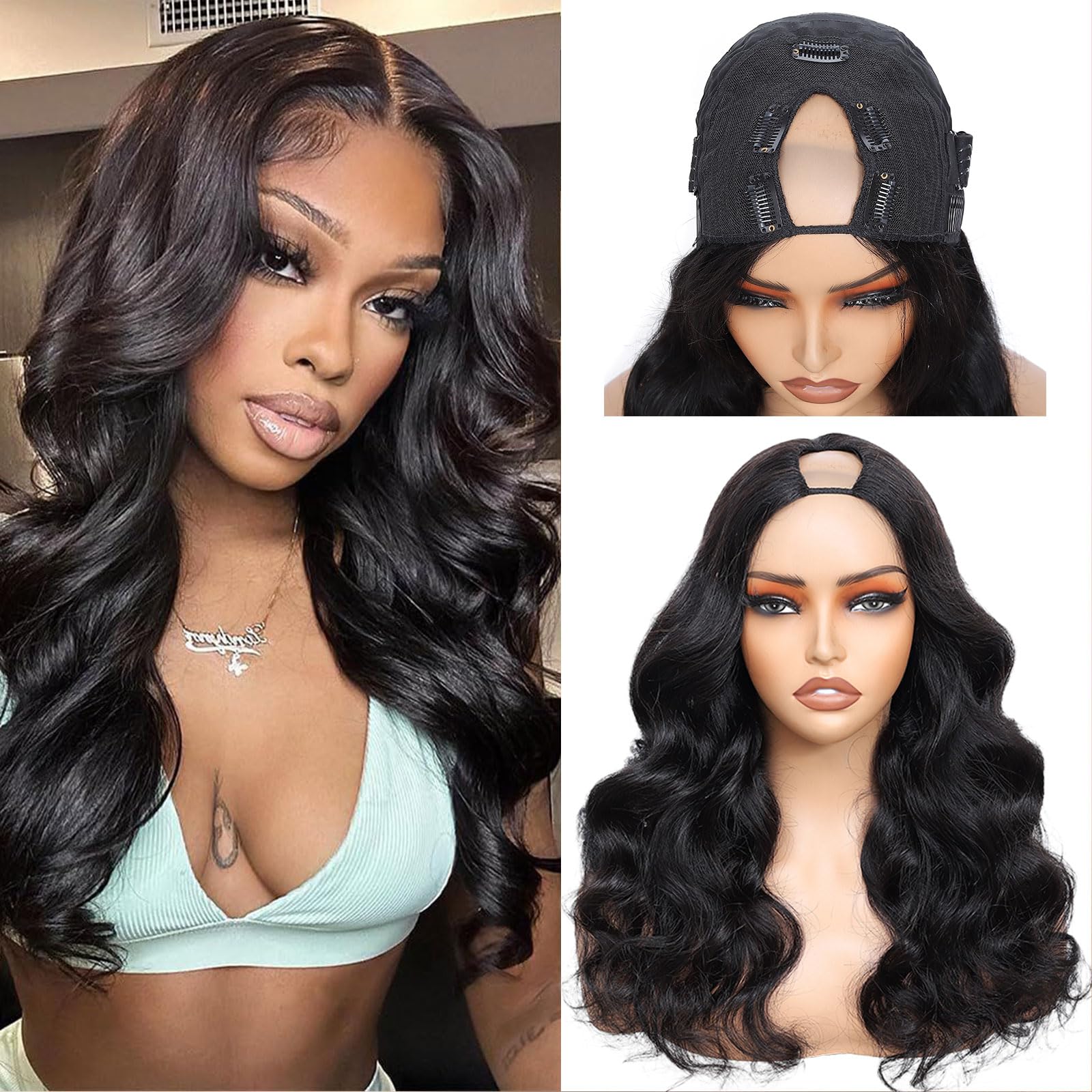 jcoolo V Part Wig cabello humano con onda suave de 22 pulgadas para un look natural