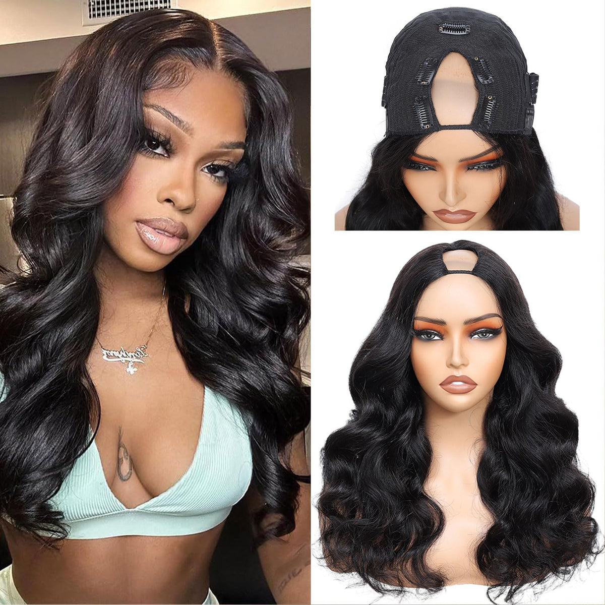 jcoolo V Part Wig cabello humano con onda suave de 22 pulgadas para un look natural