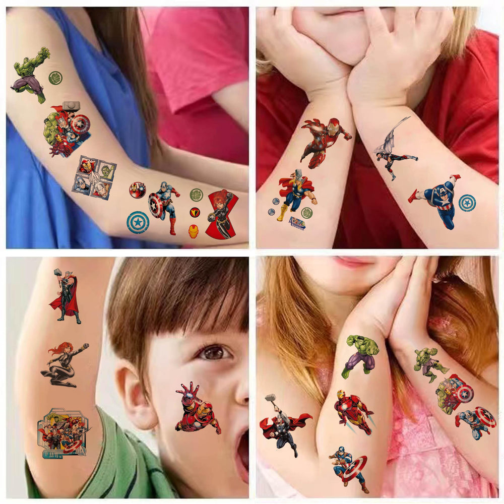Tatuajes seguros JCQAYB Avengers; adecuados para manos y brazos de niños.