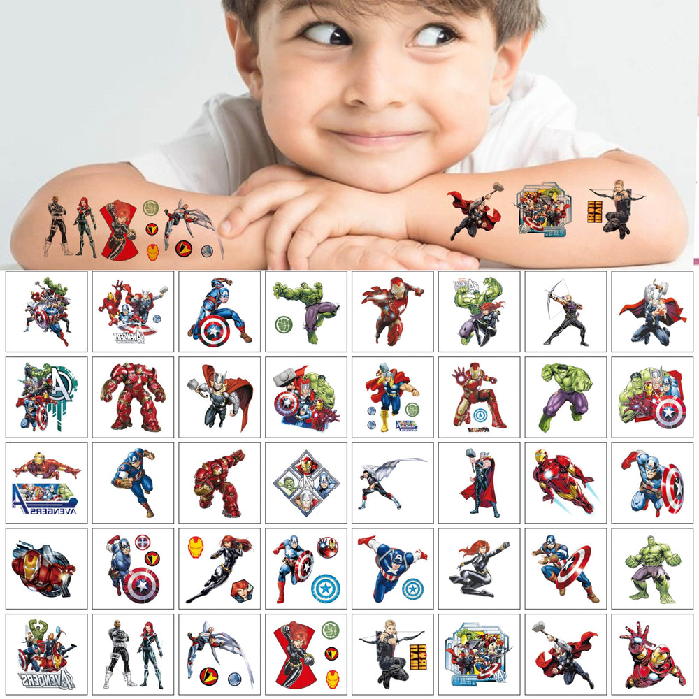 Tatuajes a prueba de agua JCQAYB Avengers; ideales para actividades al aire libre.