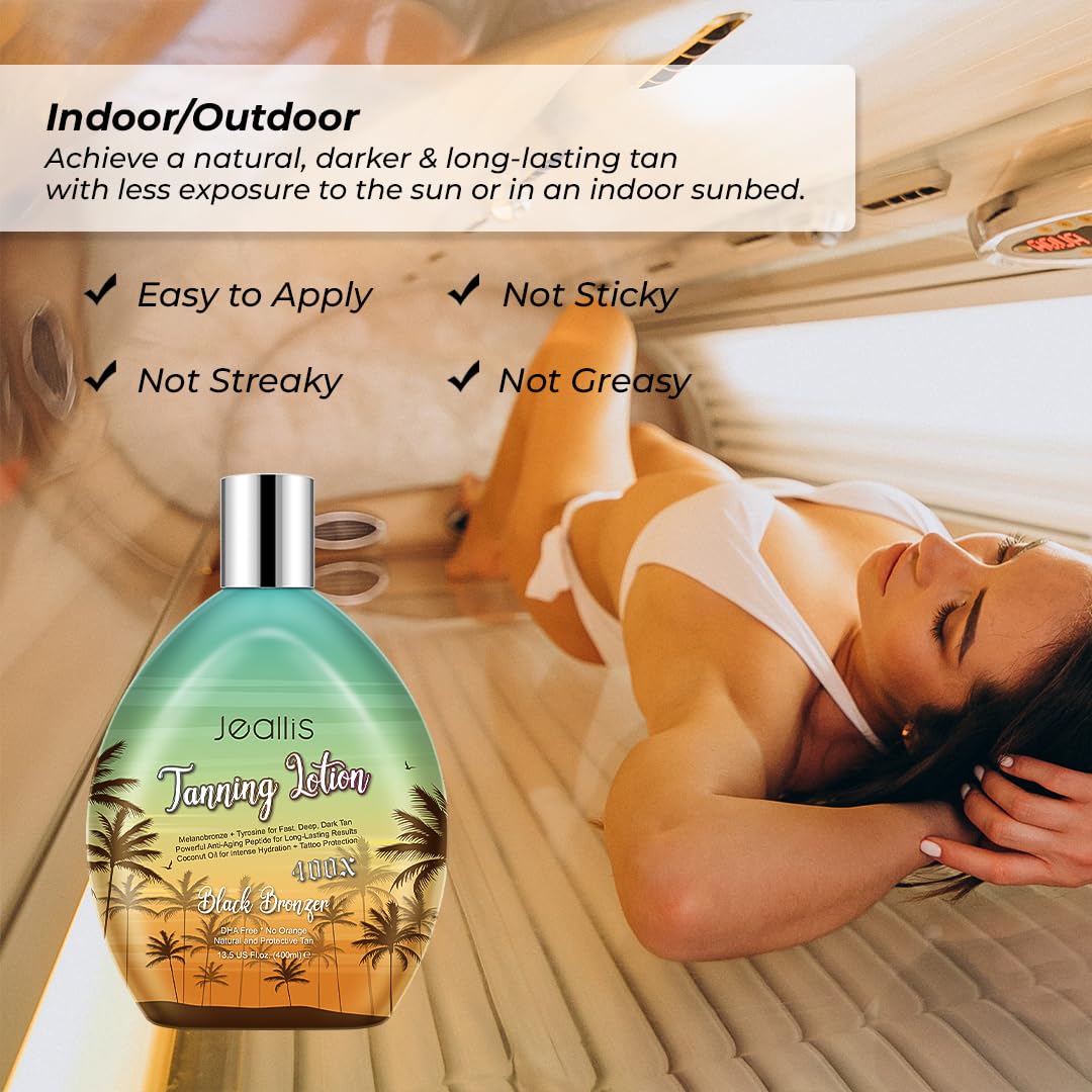 Jeallis Extreme Dark Lotion, piel con tatuajes protegidos durante el bronceado.