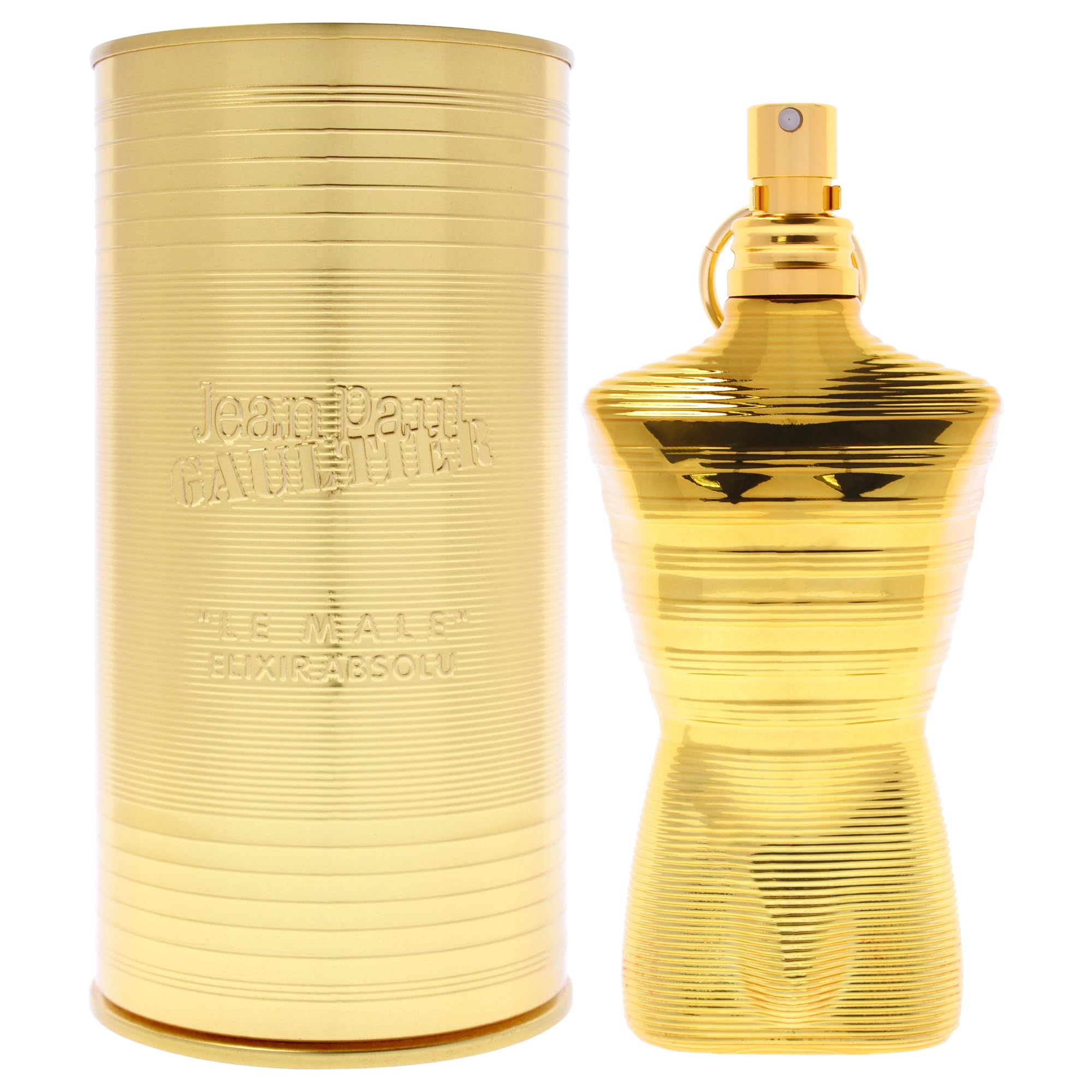 Frasco de Le Male Elixir Absolu Intense de Jean Paul Gaultier, ideal para presencia duradera.