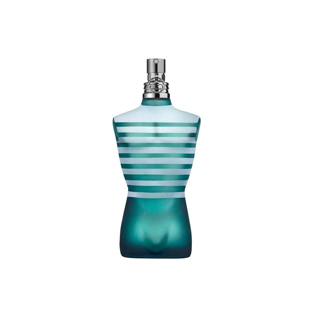 Empaque de Le Male de Jean Paul Gaultier, detalle elegante para regalo sofisticado