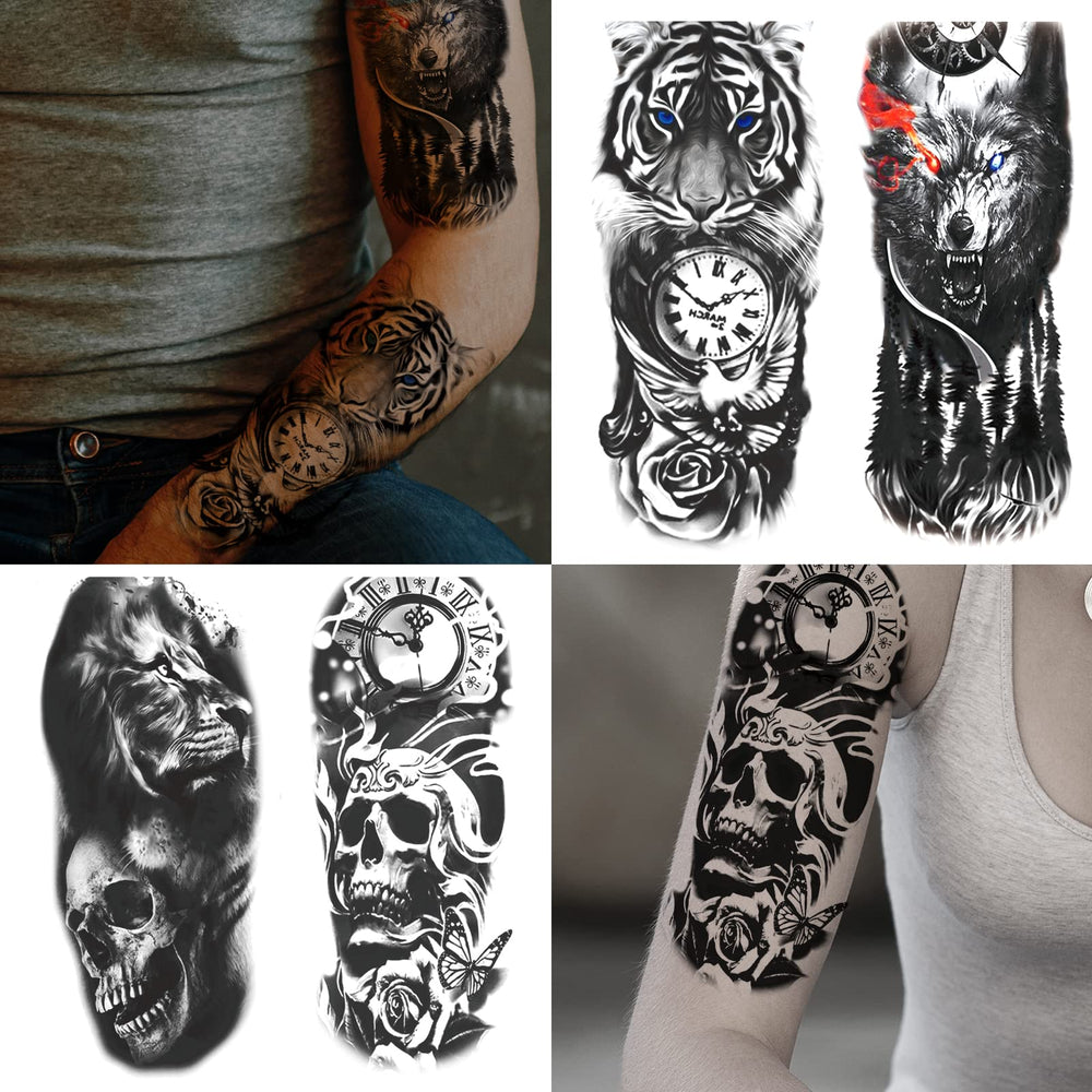Tatuaje temporal de JEEFONNA con calavera tridimensional para toque atrevido