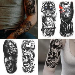 Tatuaje temporal de JEEFONNA con calavera tridimensional para toque atrevido