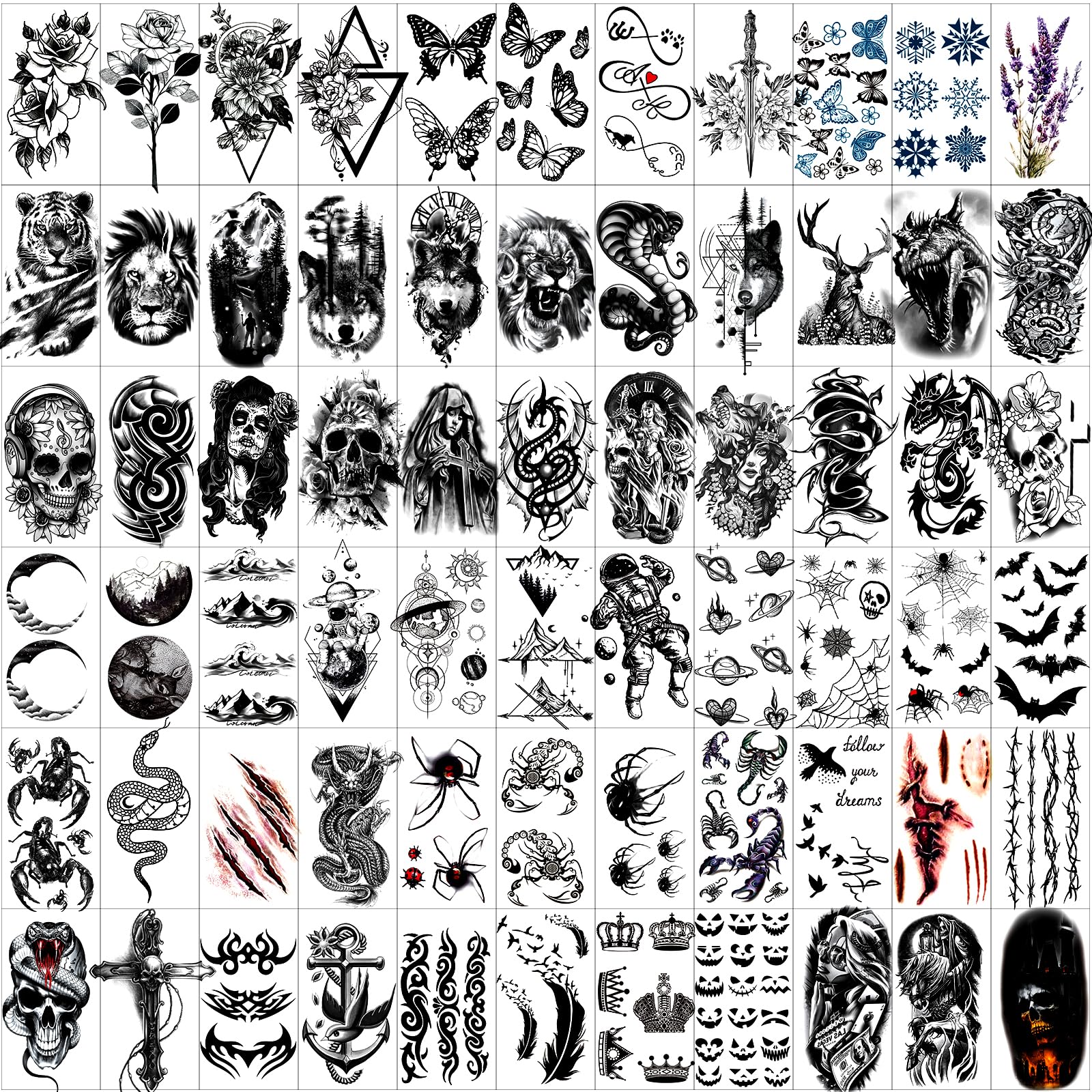 Tatuaje temporal de JEEFONNA con esqueleto tridimensional para efecto oscuro