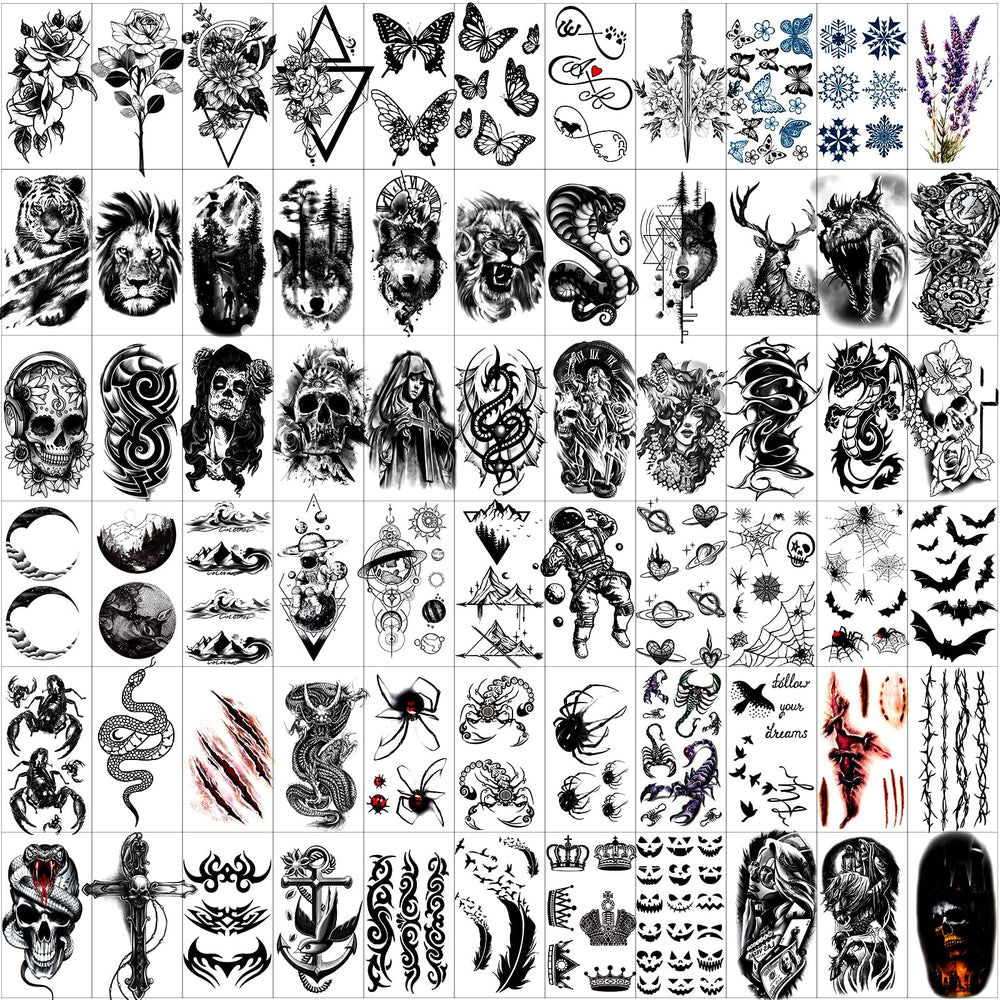 Tatuaje temporal de JEEFONNA con esqueleto tridimensional para efecto oscuro