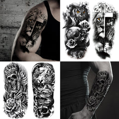 Tatuaje temporal de JEEFONNA con lobo tridimensional para look impactante
