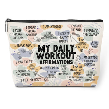 Jeilink bolsa maquillaje afirmaciones diarias, frente decorativo, ideal para uso diario.