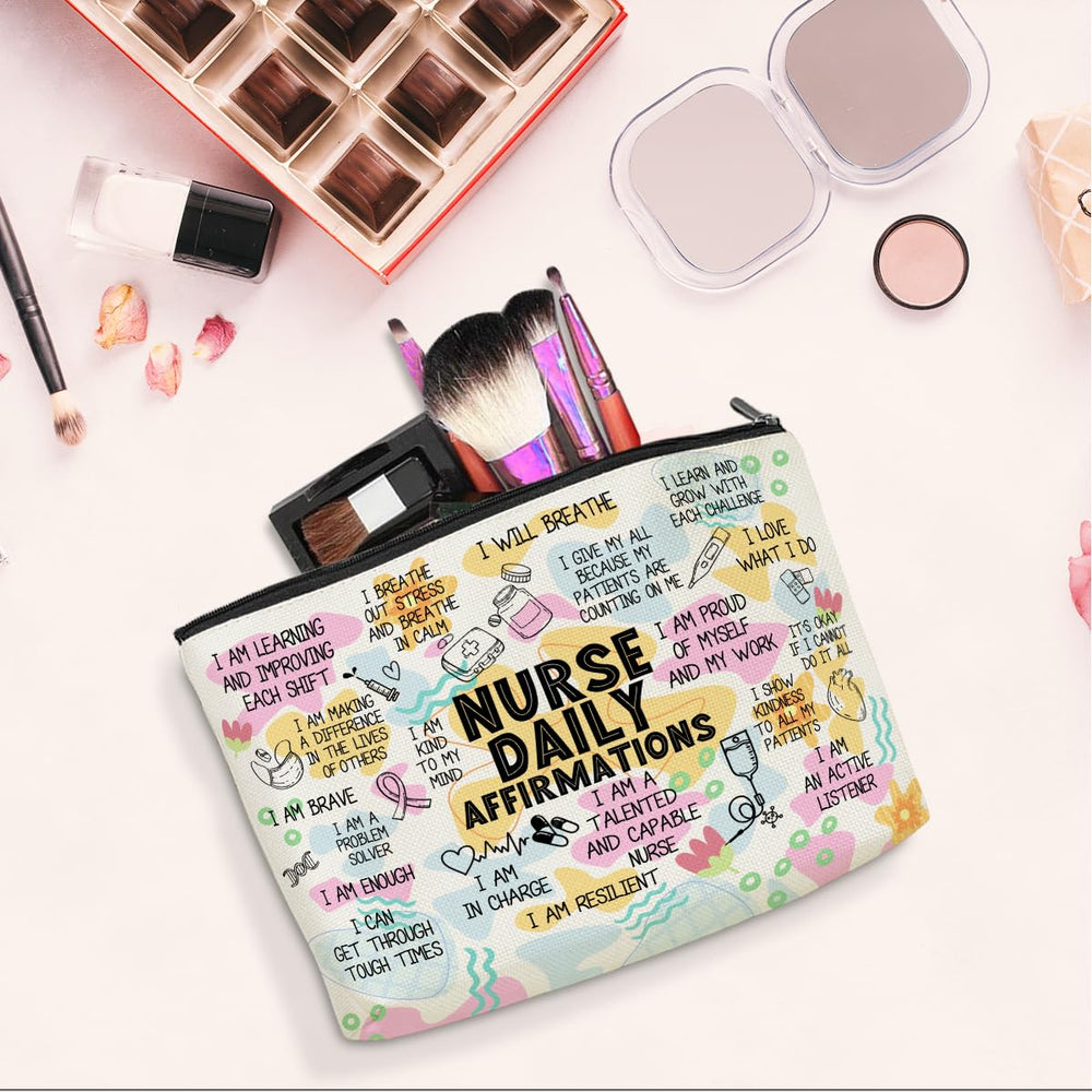 Jeilink bolso maquillaje ligero de algodón y lino para uso diario