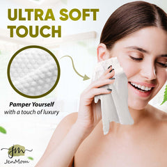 JenMom toallas faciales desechables biodegradables veganas, opcion ecologica para limpieza facial.