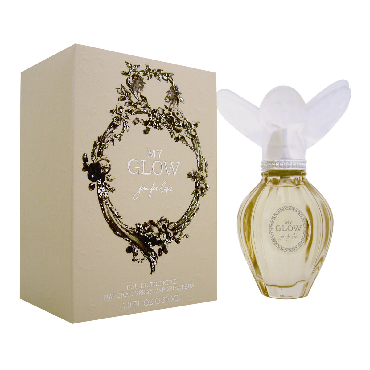 My Glow de Jennifer Lopez, frasco-atomizador, perfuma con elegancia para uso diario.