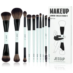 Conjunto Jessup de 10 brochas, doble extremo, versatilidad completa para rostro y ojos