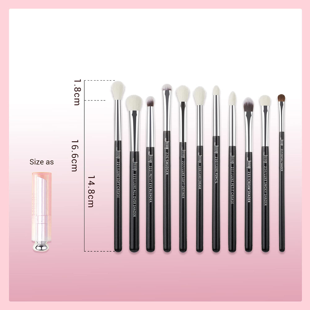 Diseño elegante Jessup en negro y plateado para complementar tu set de maquillaje