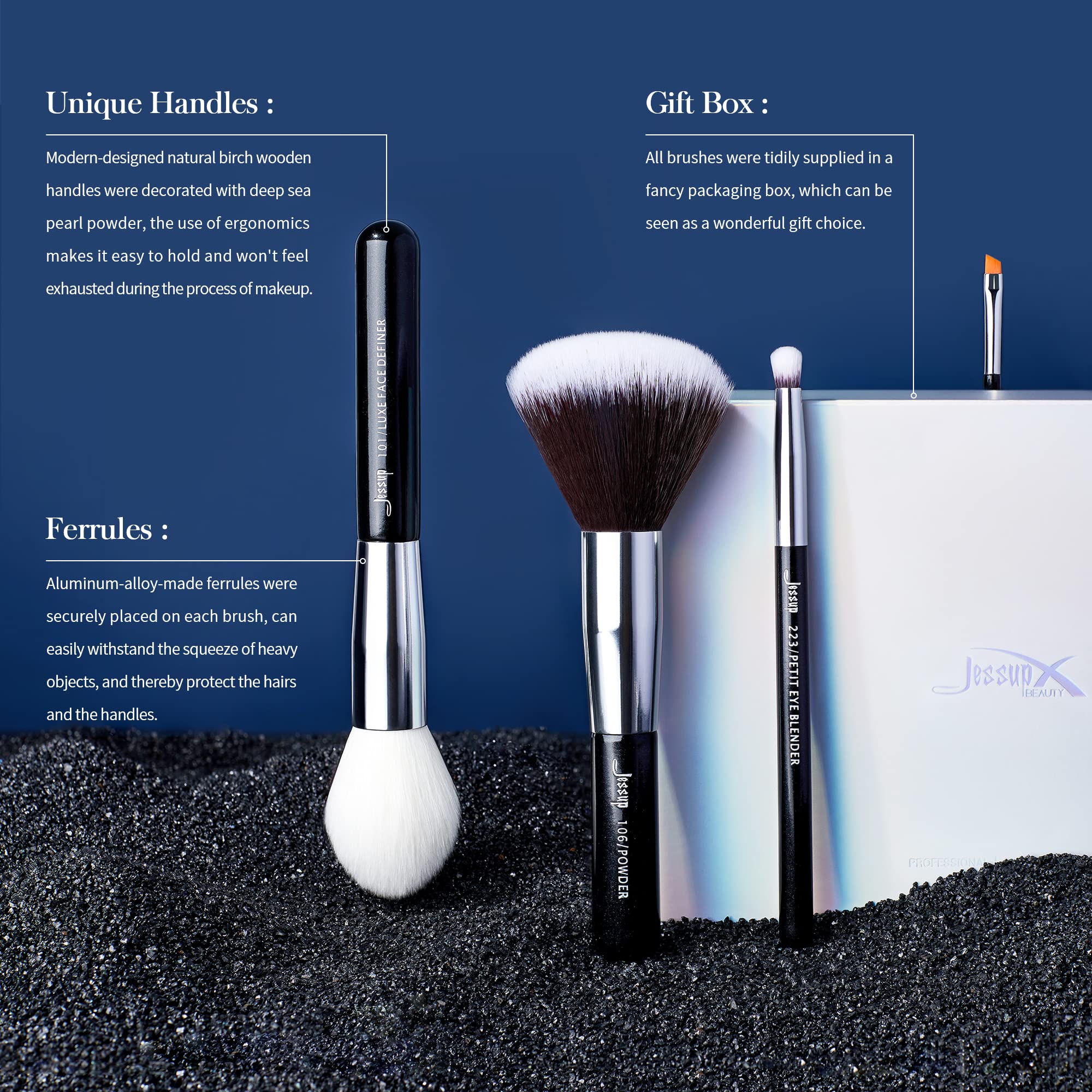 Pinceau correcteur Jessup assure une couvrance ciblée et une peau lisse.