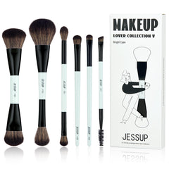 Pinceaux Jessup 6 pièces double-face pour fond de teint lisse.