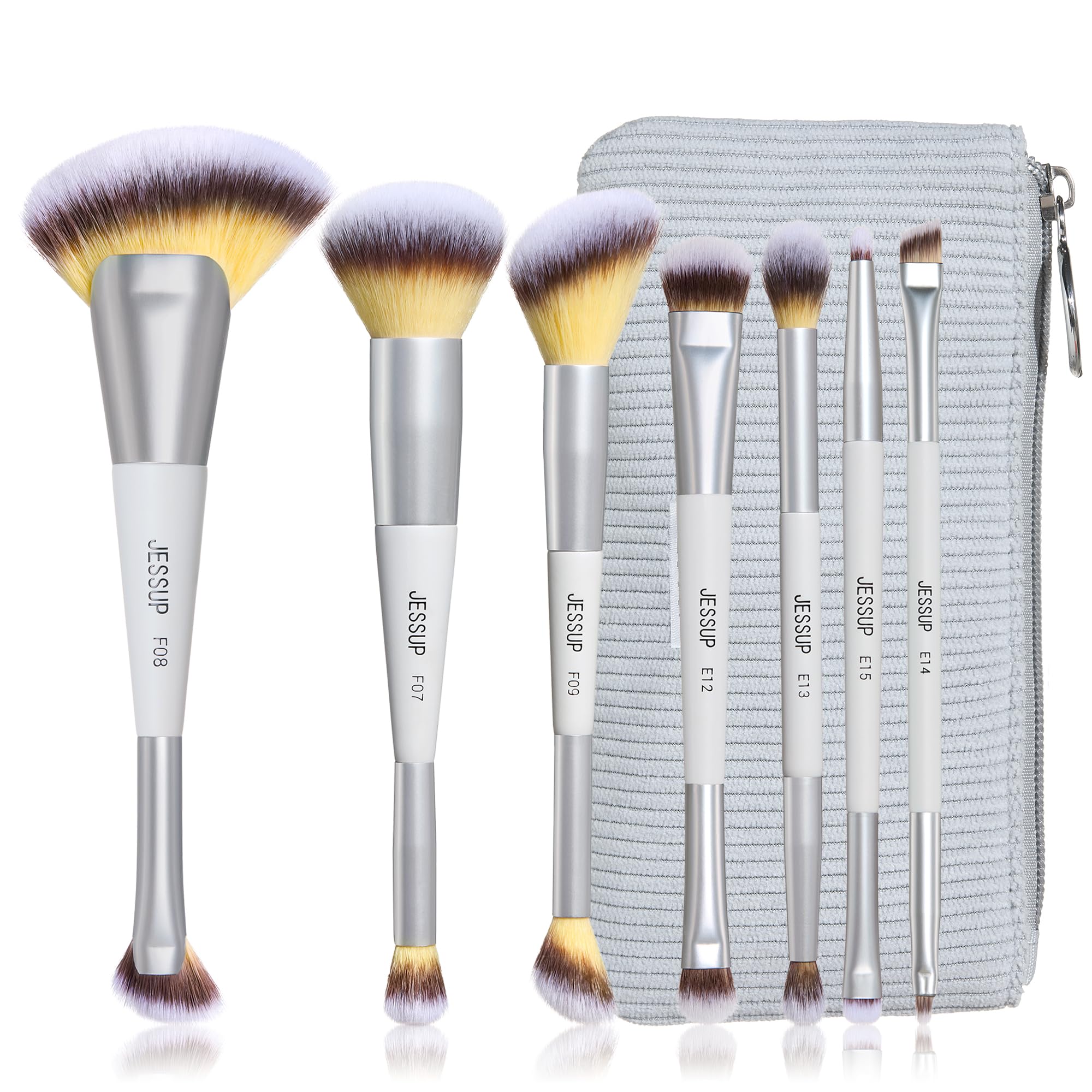 Pinceles Jessup, conjunto de 7 piezas, doble extremo, para rostro y ojos, acabado profesional.