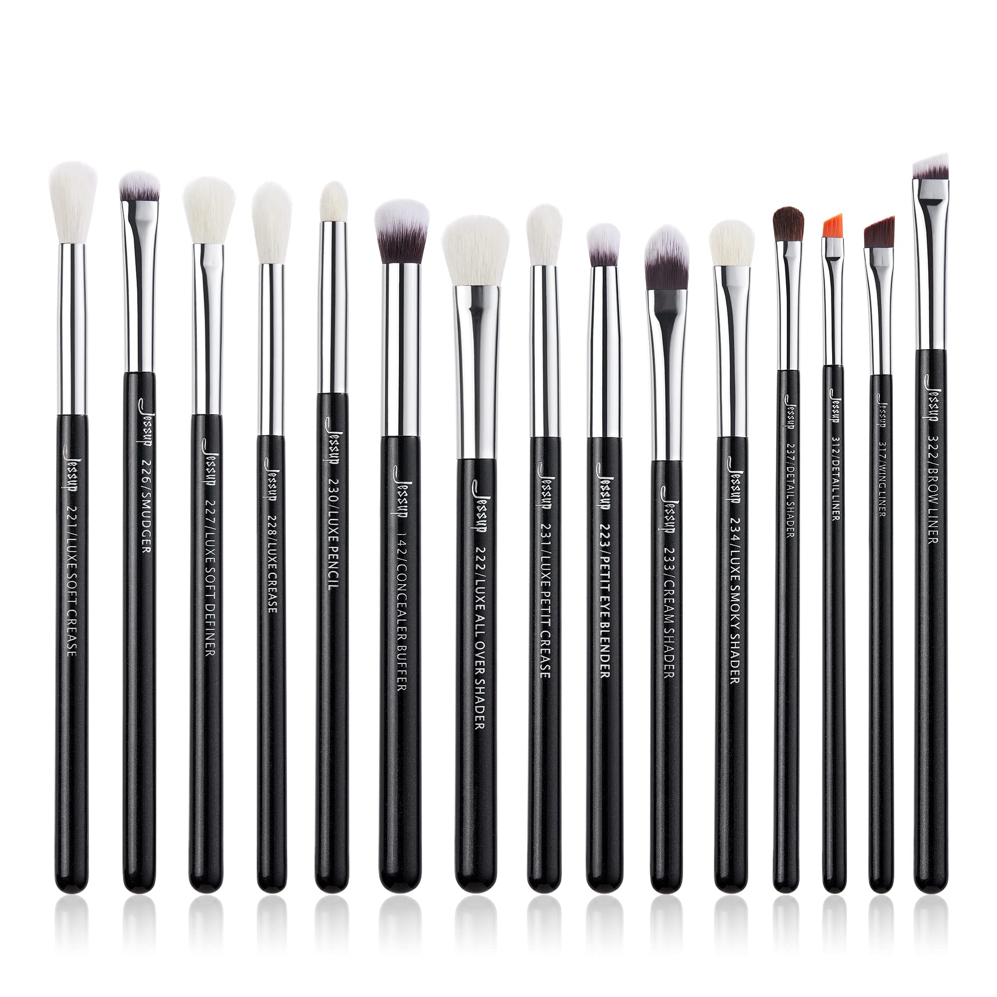 Pinceles Jessup para ojos: set profesional de 15 piezas para difuminar sombras con suavidad