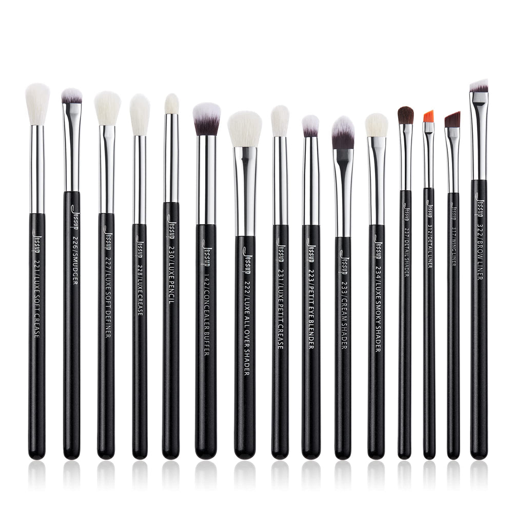 Pinceles Jessup para ojos: set profesional de 15 piezas para difuminar sombras con suavidad