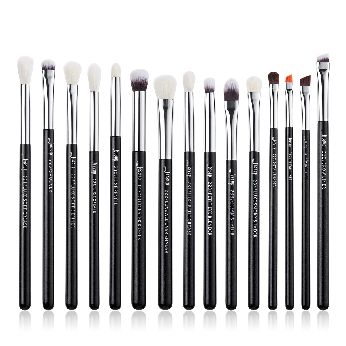 Pinceles Jessup para ojos: set profesional de 15 piezas para difuminar sombras con suavidad