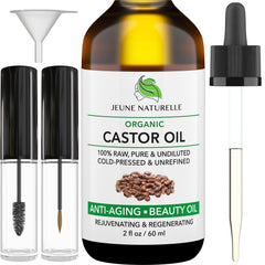 Jeune Naturelle aceite de ricino orgánico, botella de vidrio, para estimular el crecimiento del cabello.