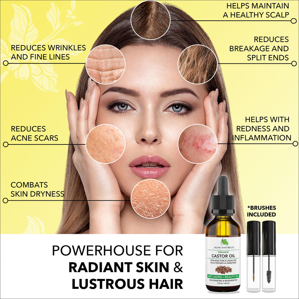 Jeune Naturelle aceite de ricino orgánico para cejas, mejora densidad y definición.